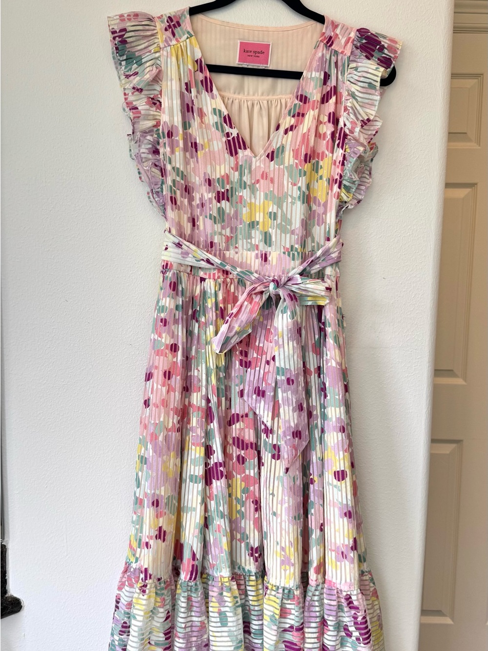 kate spade Pink Floral Pleated Midi Dress